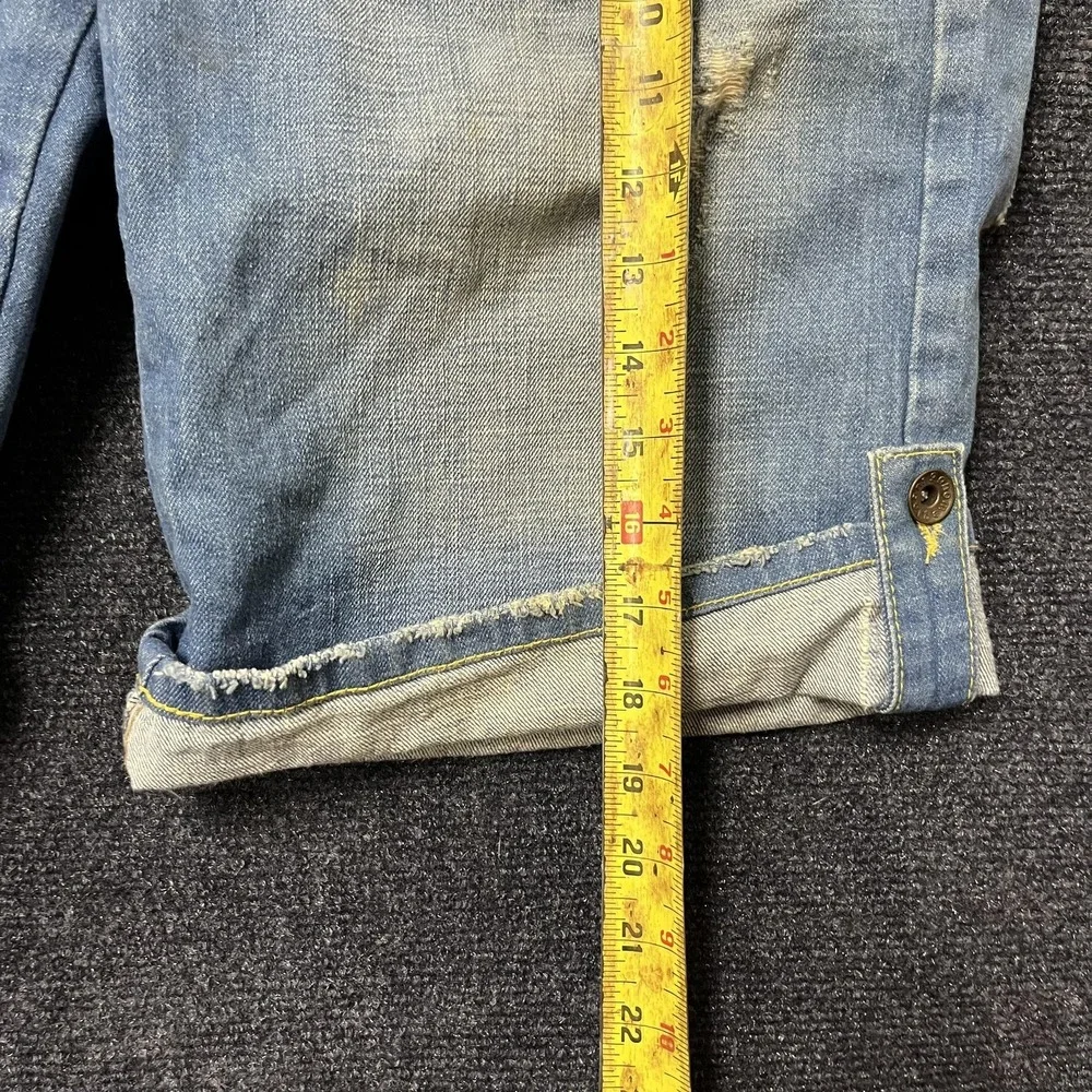 Gnome Jeans Shorts Jorts Mens 34 Blue Denim Distressed‎ Cuffed Carpenter Style